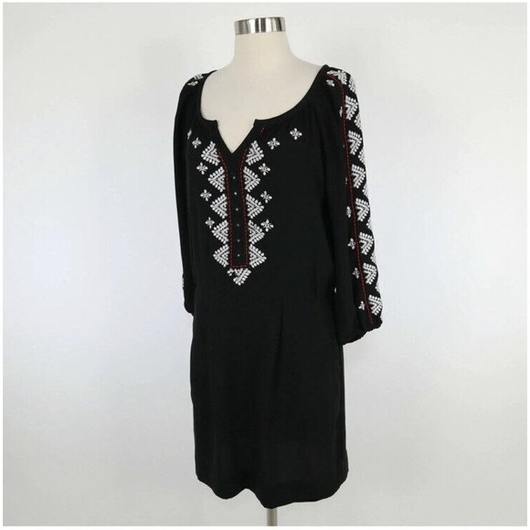 Nanette Lepore Mariachi Sheath Womens Boho Dress Size 6 Embroidered Black NEW - Picture 13 of 16